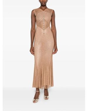 Self-Portrait Crystal-Embellished Mesh Maxi Dress - Natural