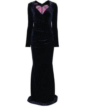 Talbot Runhof Kleid mit Animal-Print - Schwarz