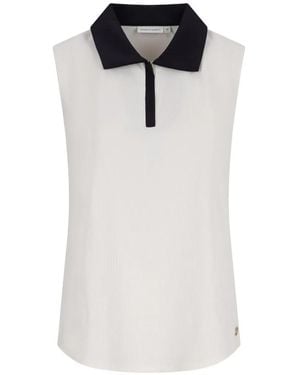 HOUSE OF GRAVITY Ribbed Sleeveless Polo Shirt - White