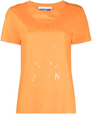 Moschino Logo-Print Short-Sleeve T-Shirt - Orange