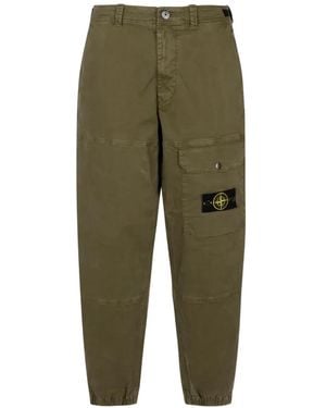Stone Island Logo-Patch Loose-Fit Cargo Trousers - Green
