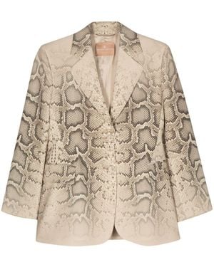 Ermanno Scervino Snakeskin-Print Blazer - Natural