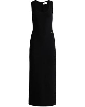 St. John Scoop-Neck Logo Midi Dress - Black