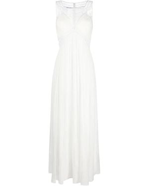 Alberta Ferretti Embroidered Silk Maxi Dress - White