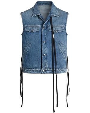 Ann Demeulemeester Tie-Strap Frayed Denim Jacket - Blue