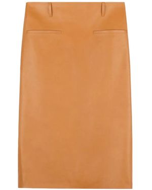 Tod's Leather Midi Skirt - Orange