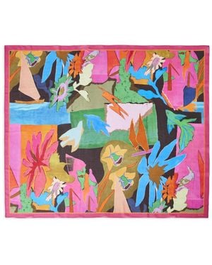 Paul Smith River Collage Floral-Printed Scarf - White