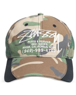 Stussy Logo-Embroidered Mesh Baseball Cap - Grey
