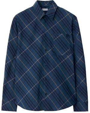 Burberry Check Shirt - Blue