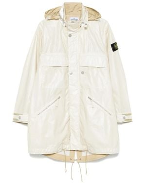 Stone Island Logo-Patch Parka - Natural
