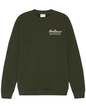 Les Deux Rural Graphic-Print Crew-Neck Jumper - Green