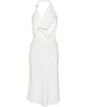 Elisabetta Franchi Robe À Logo En Jacquard - Blanc