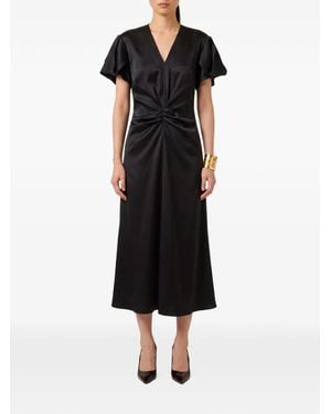 SUTTON NEW YORK V-Neck Draped Midi Dress - Black