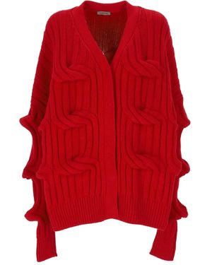 Mrz Cable-Knit Wool Cardigan - Red