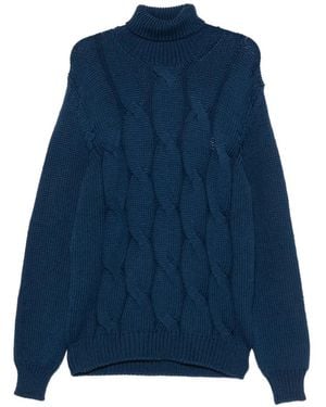 Herno Rollkragenpullover Mit Zopfmuster - Blau