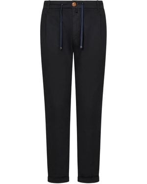 Hand Picked Pantalones con cordones en la cintura - Negro