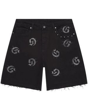 Godspeed Embroidered Denim Shorts - Black