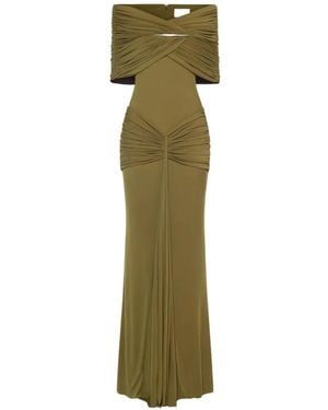 Chats by C.Dam Off-Shoulder Draped Maxi Dress - Green