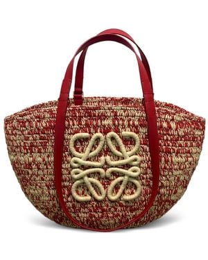 Loewe Eclipse Medium Rafia Tote - Pink