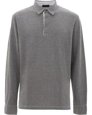 Corneliani Long-Sleeve Polo Shirt - Grey