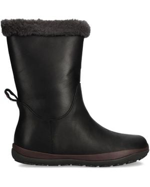 Camper Fur-Trim Boots - Black