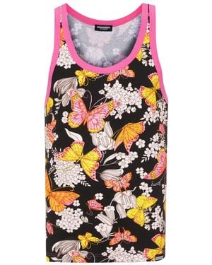 DSquared² Floral-Print Tank Top - Black