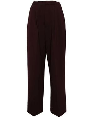 Enfold Concealed-Button Elasticated Straight Trousers - Red