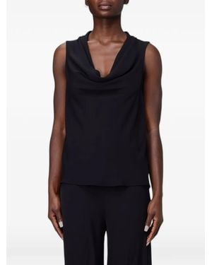 Hanita Cowl-Neck Sleeveless Top - Blue