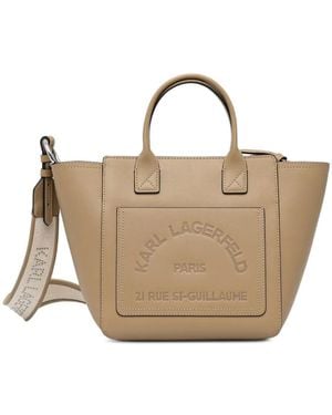 KARL LAGERFELD Perforated Logo-Strap Tote Bag - Natural