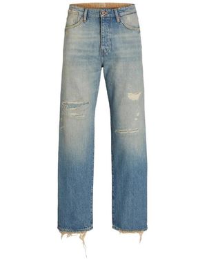 R.D.D. by Jack & Jones Distressed Whiskered Jeans - Blue