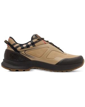 Burberry Check And Mesh Discover Sneakers - Braun