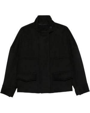 Alberto Biani High-Neck Boxy-Fit Jacket - Black