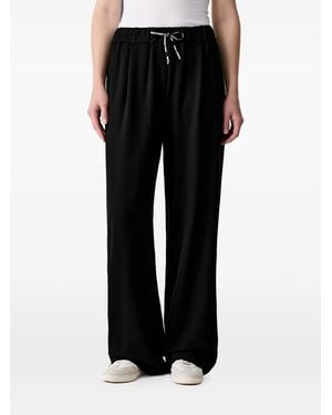 KARL LAGERFELD Logo-Drawstring Wide-Leg Trousers - Black