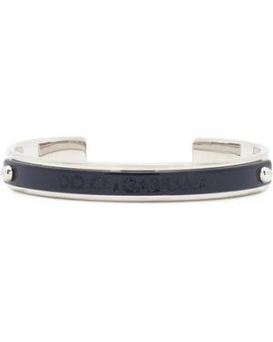 Dolce & Gabbana Logo-Debossed Two-Tone Bracelet - White