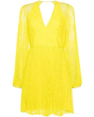 Twinset Floral-Lace V-Neck Minidress - Yellow