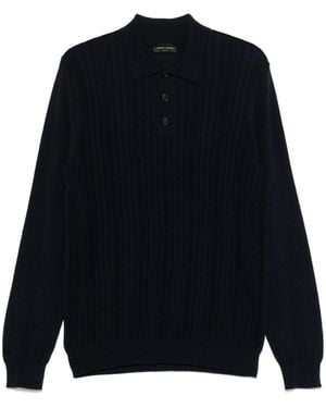 Roberto Collina Merino Pointelle-Knit Polo Shirt - Blue