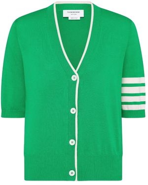 Thom Browne Kurzärmeliger Cardigan Mit 4-Streifen-Logo - Grün