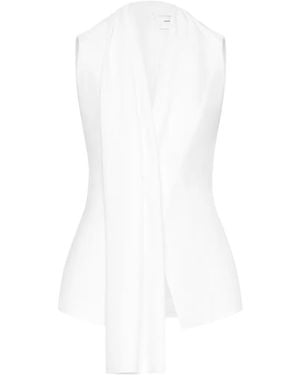 Chats by C.Dam Draped Collarless Vest - White