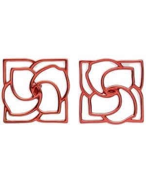 Magda Butrym Boucles D'Oreilles Carrées - Rouge