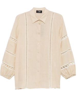 Clips Crochet-Trim Long-Sleeve Linen Shirt - Natural