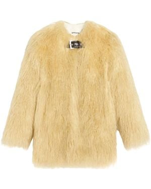 Apparis Petra Mantel Aus Faux Fur Mit Schnallenverschluss - Gelb