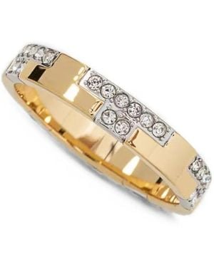 Trussardi Crystal-Embellished Band Ring - Metallic