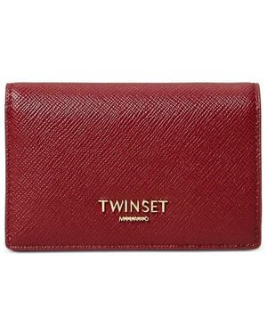 Twinset Portefeuille À Plaque Logo - Red