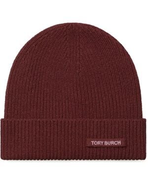 Tory Burch Ribbed Knit Hat - Red