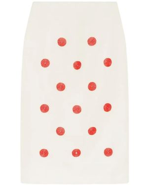 Maje Falda De Tubo Midi Bordada De X Blanca Miró - Blanco