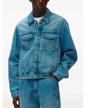 Arte' Logo-Patch Denim Jacket - Blue