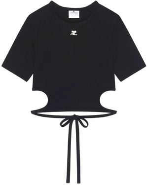 Courreges Ribbon Cutout T-Shirt - Black