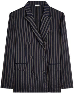 Dries Van Noten Striped Double-Breasted Blazer - Black