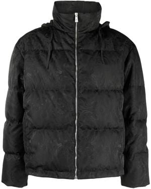 Versace Barocco Silhouette Jacquard Puffer Jacket - Black