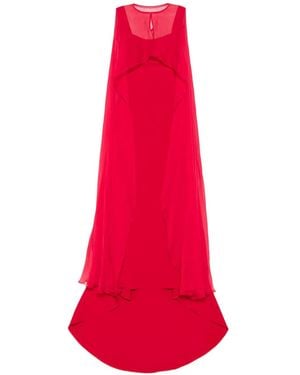 Atu Body Couture Detachable-Cape Maxi Dress - Red